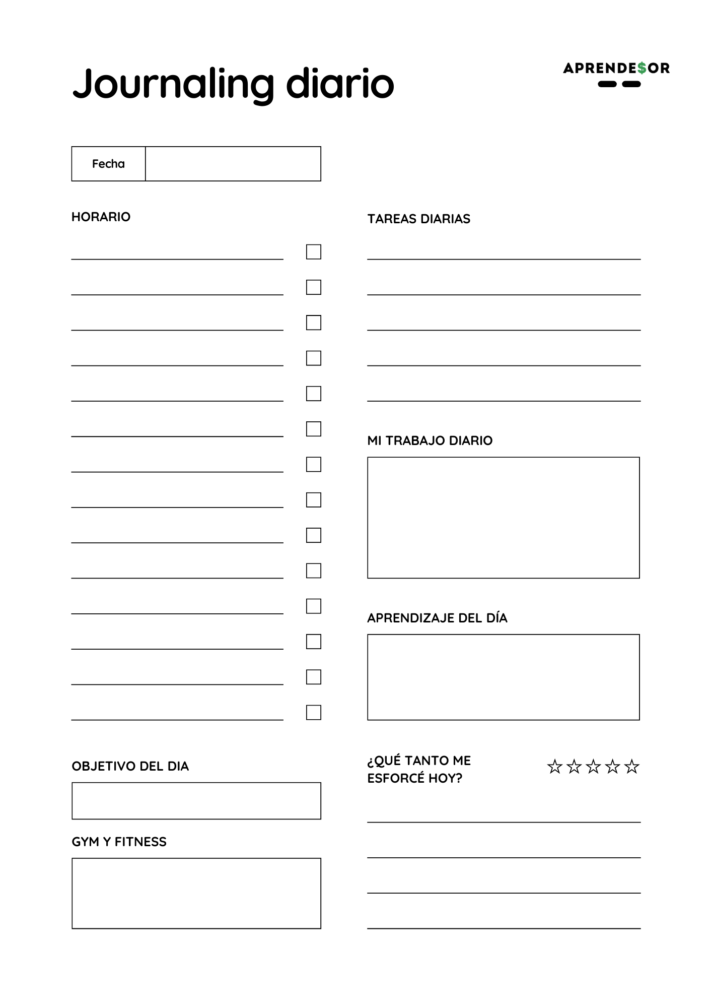 Plantilla: Journaling Diario